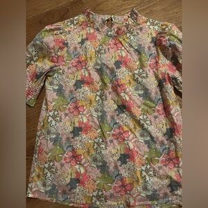 J. Crew Liberty Floral Top - Pink, Green, Yellow